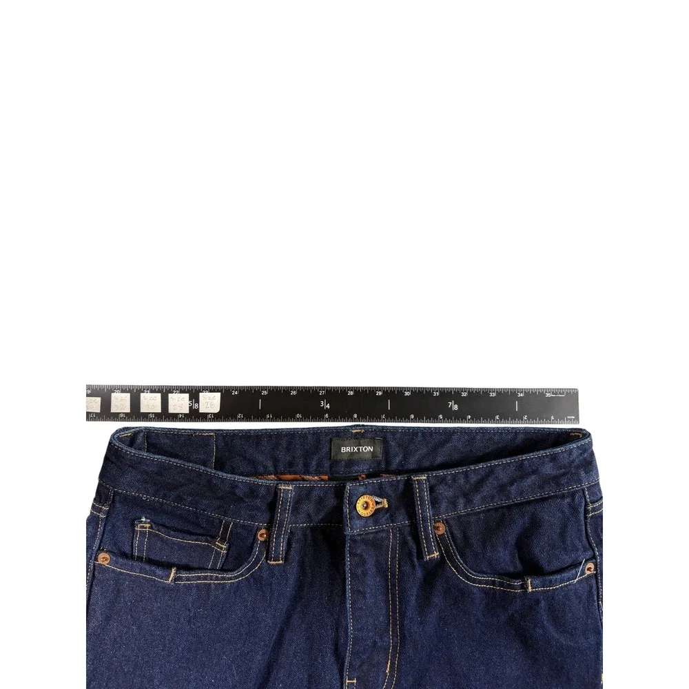 Brixton Straight Jeans Mens 30 Blue Denim Dark Wash Rugged Workwear Regular Fit